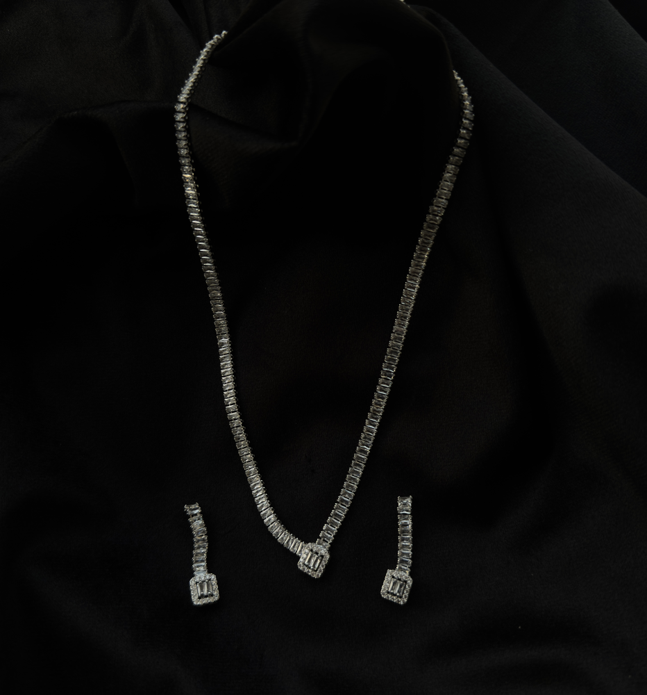 1-Carat Baguette Zircon Necklace Set