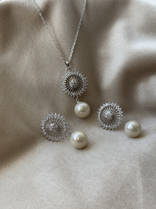 Radiant Pearl Sunburst Necklace Set