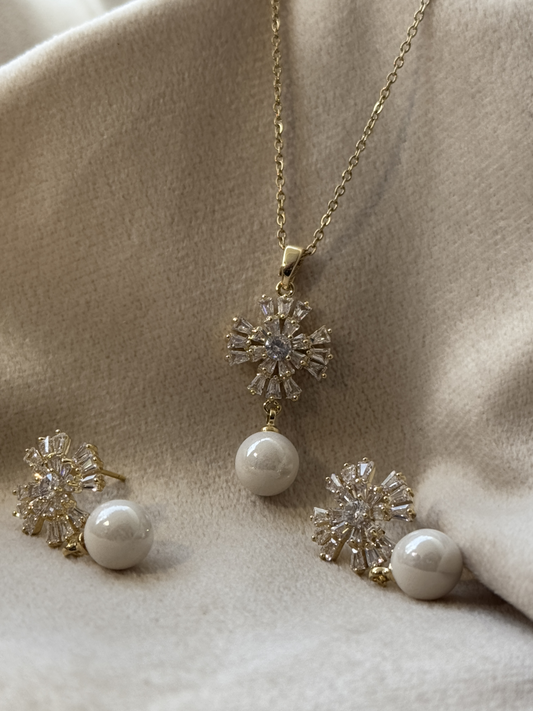 Aurora Pearl Crystal Necklace Set